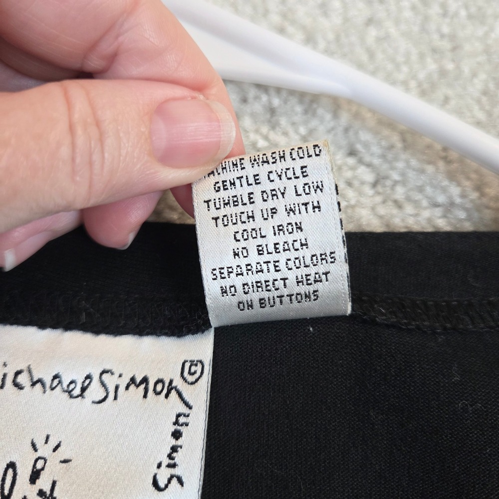 VTG Michael Simon Lite Womens Black Embroidered Vacation Cardigan P/M - Picture 5 of 8